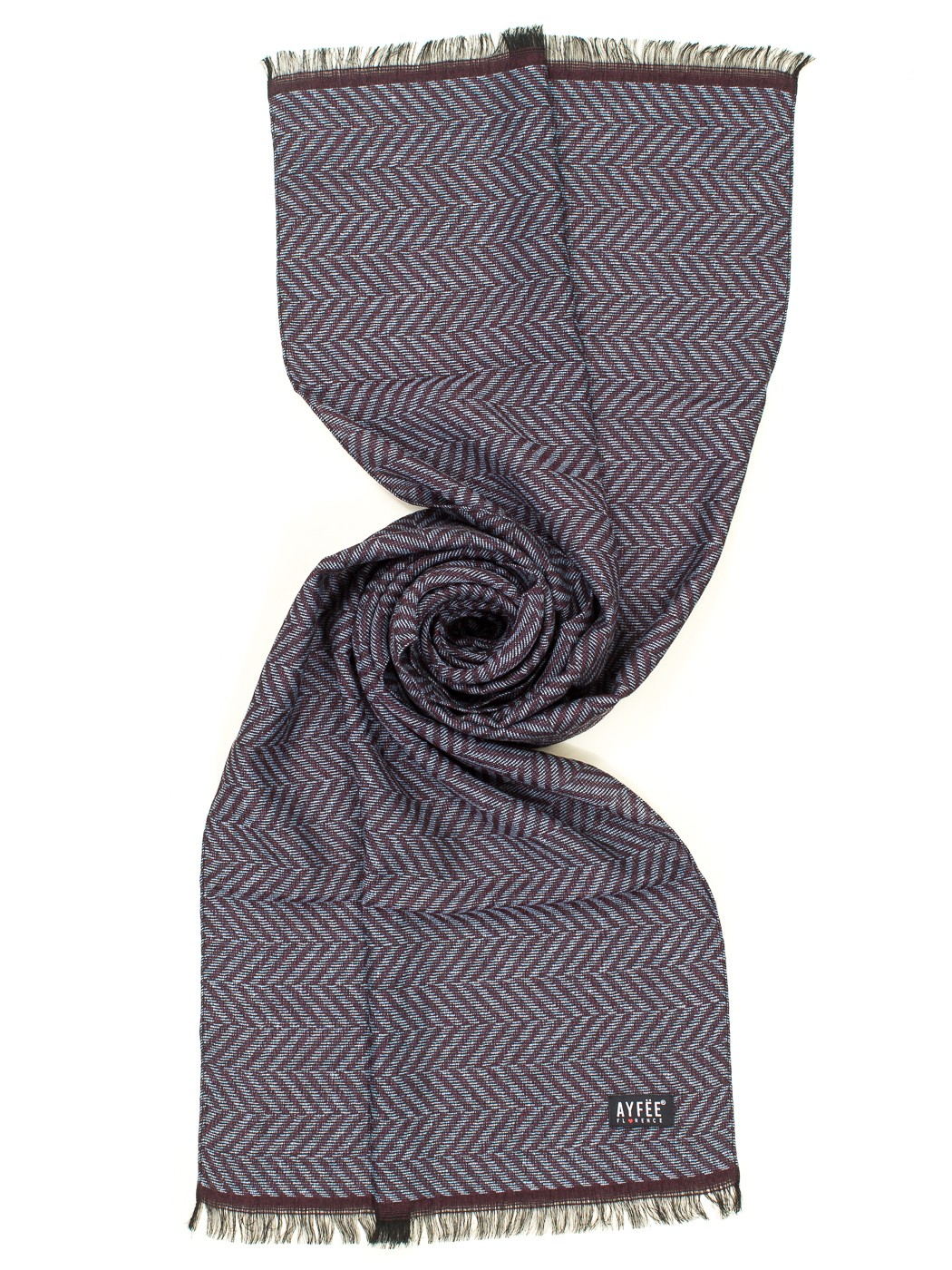 STOLA UOMO JACQUARD SPIGA , 45X180 - BORDEAU